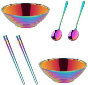 img 4 attached to 🌈 Unique Stainless Steel Rainbow Chopsticks - Perfect for Matching Sets!