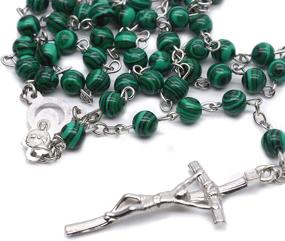 img 3 attached to 📿 Handmade Retro Catholic Rosary Necklace with Green Natural Stone Cross Decoration – Ideal Christian Décor