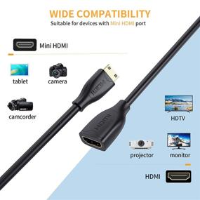 img 2 attached to 🔌 0,5 фута кабель Mini-HDMI to HDMI, адаптер CableCreation Mini-HDMI Male к HDMI Female, поддерживает 4K 60Гц, 3D, для камеры, видеокамеры, видеокарты, ноутбука, планшета, телевизора, проектора, черный