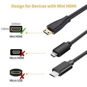 img 3 attached to 🔌 0,5 фута кабель Mini-HDMI to HDMI, адаптер CableCreation Mini-HDMI Male к HDMI Female, поддерживает 4K 60Гц, 3D, для камеры, видеокамеры, видеокарты, ноутбука, планшета, телевизора, проектора, черный