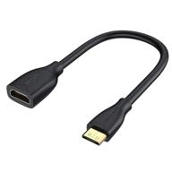 🔌 0.5ft mini-hdmi to hdmi cable, cablecreation mini-hdmi male to hdmi female adapter, supports 4k 60hz, 3d, for camera, camcorder, graphics card, laptop, tablet, hdtv, projector, black logo
