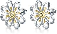 daisy earrings: stylish sterling silver & gold plated flower studs for women and teens logo