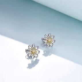 img 1 attached to Daisy Earrings: Stylish Sterling Silver & Gold Plated Flower Studs for Women and Teens