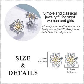 img 2 attached to Daisy Earrings: Stylish Sterling Silver & Gold Plated Flower Studs for Women and Teens