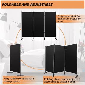 img 1 attached to 🏞️ SmarketBuy Room Divider: Folding 3-Panel Privacy Screen for Indoor/Outdoor Use - Perfect Home Decor & Office Solution - Black (71.7"x 88.2")