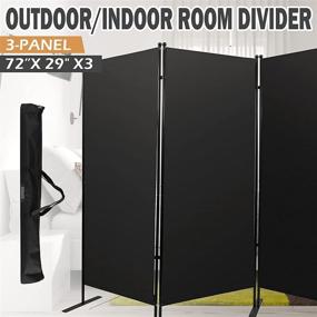 img 3 attached to 🏞️ SmarketBuy Room Divider: Folding 3-Panel Privacy Screen for Indoor/Outdoor Use - Perfect Home Decor & Office Solution - Black (71.7"x 88.2")