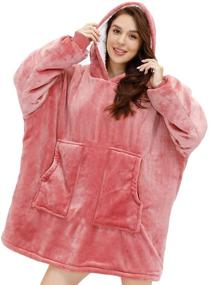 img 2 attached to 🧥 Cozy Sherpa Fleece Oversized Wearable Blanket Hoodie – Comfortable, Soft, Warm, and Thick Big Hooded Sweatshirt Blanket for Adults, Women, Girls, Teenagers, Teens, and Men – Pink