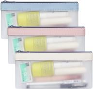toplive clear pencil case set – portable pouches for stationery & makeup: 3-piece tpu zipper bag logo