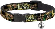 🐈 buckle-down loki poses black gold green cat collar: breakaway design, adjustable size 8-12 inches, 0.5 inch width (model: bac-wav037-nm) логотип