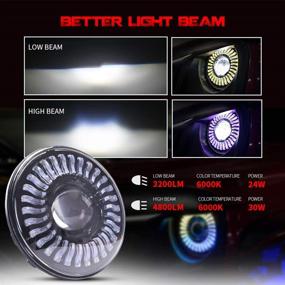 img 3 attached to 🚗 MICTUNING 7 Inch Headlight RGB Halo Light Replacement for Jeep Wrangler JK LJ TJ 1997-2014, Hummer H1 H2 - Bluetooth Controlled Color Changing Halo Headlight (2 pcs)