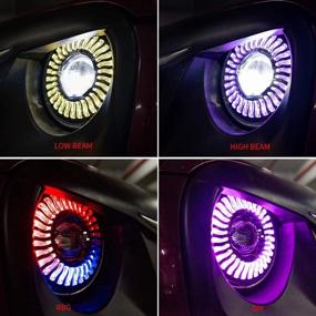 img 1 attached to 🚗 MICTUNING 7 Inch Headlight RGB Halo Light Replacement for Jeep Wrangler JK LJ TJ 1997-2014, Hummer H1 H2 - Bluetooth Controlled Color Changing Halo Headlight (2 pcs)