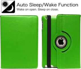 img 2 attached to 🍏 360 Degree Rotating Stand Smart Case for Apple iPad 4, iPad 3 & iPad 2 - Protective Cover with Auto Wake Up/Sleep Feature (Green)