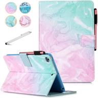 📱 fancity case for ipad 10.2 inch 9th 8th 7th generation (2021 2020 2019 release) - green pink, smart wake sleep stand cover with pencil holder logo