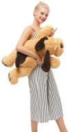 🐶 morismos puppy dog stuffed animal - soft plush dog pillow toy for girls kids (small-31 inch) logo