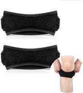 🏀 portzon 2 pack thickened pad & wide patella knee strap: pain relief & patellar tendon support brace band for basketball, running, jumpers knee - adjustable for maximum comfort and stability логотип