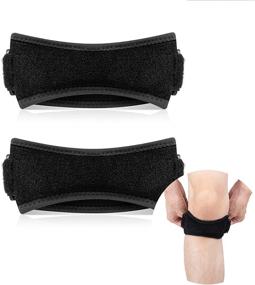 img 4 attached to 🏀 Portzon 2 Pack Thickened Pad & Wide Patella Knee Strap: Pain Relief & Patellar Tendon Support Brace Band for Basketball, Running, Jumpers Knee - Adjustable for maximum Comfort and Stability