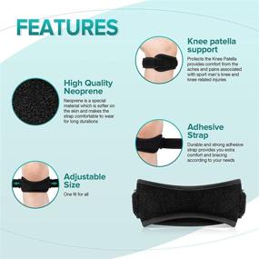 img 2 attached to 🏀 Portzon 2 Pack Thickened Pad & Wide Patella Knee Strap: Pain Relief & Patellar Tendon Support Brace Band for Basketball, Running, Jumpers Knee - Adjustable for maximum Comfort and Stability