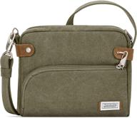 travelon heritage crossbody pewter women's handbags & wallets with anti-theft features logo
