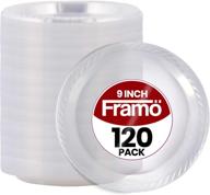 🍽️ framo 9-inch disposable clear plastic plates bulk pack – ideal for parties, dinners, events, bbqs, and travel – microwaveable – 120 count logo