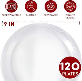 img 3 attached to 🍽️ Framo 9-Inch Disposable Clear Plastic Plates Bulk Pack – Ideal for Parties, Dinners, Events, BBQs, and Travel – Microwaveable – 120 Count