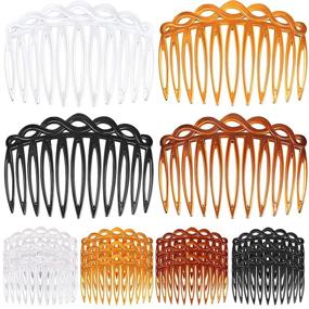 img 4 attached to 🌈 Plastic Hair Side Combs French Hair Comb Tortoise Side Comb - Hair Accessories for Women, Pack of 12 Combs in 4 Colors