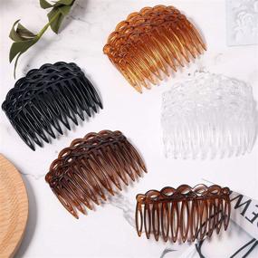 img 2 attached to 🌈 Plastic Hair Side Combs French Hair Comb Tortoise Side Comb - Hair Accessories for Women, Pack of 12 Combs in 4 Colors