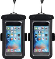 📱 fyy waterproof phone pouch (2-pack) - universal waterproof case for iphone 12 pro, 11 pro max, xs max, xr, x, 8, 7, galaxy s20 ultra, s20+, s10 plus, s10e, note 20 - black logo