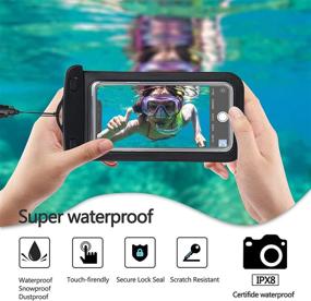 img 3 attached to 📱 FYY Waterproof Phone Pouch (2-Pack) - Universal Waterproof Case for iPhone 12 Pro, 11 Pro Max, XS Max, XR, X, 8, 7, Galaxy S20 Ultra, S20+, S10 Plus, S10e, Note 20 - Black