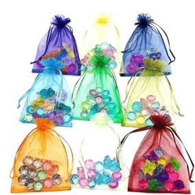 img 1 attached to 🎁 Sheer Organza Bags 100Pcs 5x7 Inches - Drawstring Gift Bags for Party, Wedding, Christmas, Valentine Favors - Mesh Jewelry Pouches