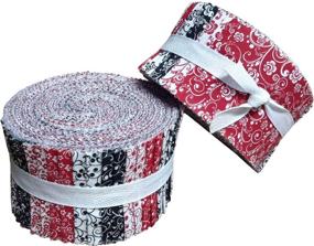 img 1 attached to 🧵 40-Piece Precut Quilting Fabric Strips Collection: Red, Black, and White Jelly Roll, 2.5-inch Strips