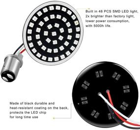 img 1 attached to 🚦 NTHREEAUTO 1157 LED Rear Turn Signals Brake Light 2" Bullet Switchback SMD Bulbs Panel - Harley Dyna Sportster Road King Street Glide Softail Compatible