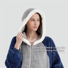 img 2 attached to 🧥 Bedsure Sherpa Wearable Blanket Sweatshirt - Hooded Blanket for Adults, Women, Men, and Kids - Warm Fleece Blanket Jacket with Zippers and Deep Pockets - Navy, Standard Size