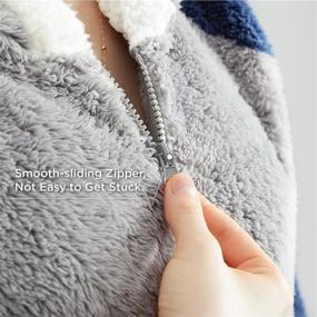 img 1 attached to 🧥 Bedsure Sherpa Wearable Blanket Sweatshirt - Hooded Blanket for Adults, Women, Men, and Kids - Warm Fleece Blanket Jacket with Zippers and Deep Pockets - Navy, Standard Size