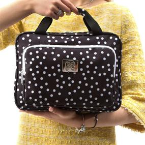 img 3 attached to XL Hanging Toiletry and Makeup Organizer Bag- Large 💼 Cosmetic Bag for Women with Multiple Pockets (Black Polka Dot)