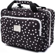 xl hanging toiletry and makeup organizer bag- large 💼 cosmetic bag for women with multiple pockets (black polka dot) logo