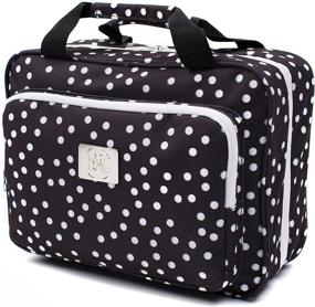 img 4 attached to XL Hanging Toiletry and Makeup Organizer Bag- Large 💼 Cosmetic Bag for Women with Multiple Pockets (Black Polka Dot)