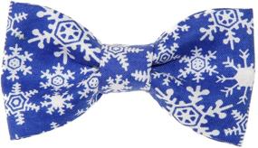 img 4 attached to Blue/White Snowflakes Clip On Cotton Bow Tie Bowtie for Toddler Boys in Sizes 4T and 5T