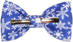 img 1 attached to Blue/White Snowflakes Clip On Cotton Bow Tie Bowtie for Toddler Boys in Sizes 4T and 5T