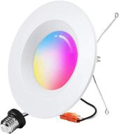 🔆 smart wifi recessed lighting, 5/6 inch retrofit ceiling down light with rgbcw multicolor, compatible with alexa/google, 2700k-6500k color changing can light bulb (1 pack) logo