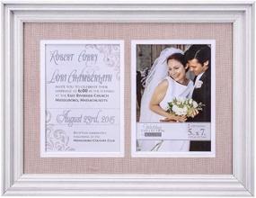 img 4 attached to Modern Double Layer Linen and White Mat Picture Frame 🖼️ by Malden International Designs: Elegant Invitation Washed Profile, 2-5x7 Option, in White