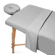 saloniture premium microfiber massage table sheet set - complete with flat and fitted sheets, face cradle cover - light gray - ideal for spa and facial treatments! logo