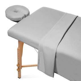 img 3 attached to Saloniture Premium Microfiber Massage Table Sheet Set - Complete with Flat and Fitted Sheets, Face Cradle Cover - Light Gray - Ideal for Spa and Facial Treatments!