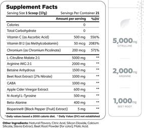 img 3 attached to Introducing Ultra Clean Stim Free Pump Pre Workout + Nitric Oxide Booster (Fruit Punch) - Harness the Power of Beetroot, 7G Arginine Citrulline Malate, Betaine, Beta A, ACV+ - Experience a Sugar/Caffeine Free Natural Non Stim Preworkout for Both Men and Women