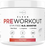 introducing ultra clean stim free pump pre workout + nitric oxide booster (fruit punch) - harness the power of beetroot, 7g arginine citrulline malate, betaine, beta a, acv+ - experience a sugar/caffeine free natural non stim preworkout for both men and women logo