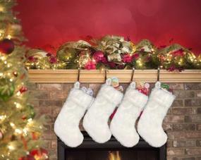 img 1 attached to 🎅 AOGU Set of 3 Snowy White Christmas Stockings – Faux Fur Xmas Hanging Ornaments for Festive Decorations and Candy Gift Bags