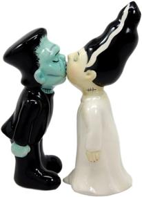 img 3 attached to 💀 Day Of The Dead Frankenstein Monster Ceramic Salt Pepper Shakers - Mr & Mrs Set