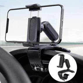 img 4 attached to 📱 360 Degree Rotation Car Phone Mount: Dashboard Clip Holder for 4.7-6.5 inch Smartphones (Black)