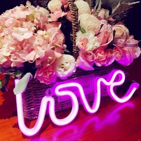 img 3 attached to QiaoFei Love Neon Sign: Mesmerizing LED Love Light for 💖 Kids' Gifts & Party Supplies, Girls' Room Décor & Pink Table Decoration