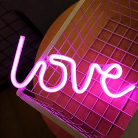 img 2 attached to QiaoFei Love Neon Sign: Mesmerizing LED Love Light for 💖 Kids' Gifts & Party Supplies, Girls' Room Décor & Pink Table Decoration