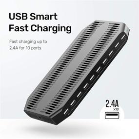 img 2 attached to Unitek USB Charging Station: 10 USB Fast Ports Charge Docking Station with Adjustable Dividers - Multi Device Charger Organizer for iPad, iPhone, Tablet, and Cell Phone